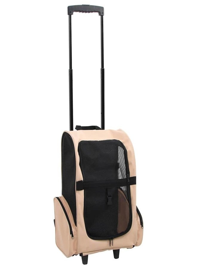 vidaXL Foldable Multipurpose Pet Trolley - Lightweight, Durable, Ventilated, and Collapsible Travel Bag for Cats, Dogs, and Small Pets - Beige, with Storage Pockets - Image 1