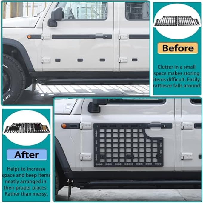 rayihni رف جانبي خارجي للسيارة متوافق مع Ineos Grenadier 2020-2024، رف تخزين للأمتعة (الباب الأمامي)، CC-229 - Image 3