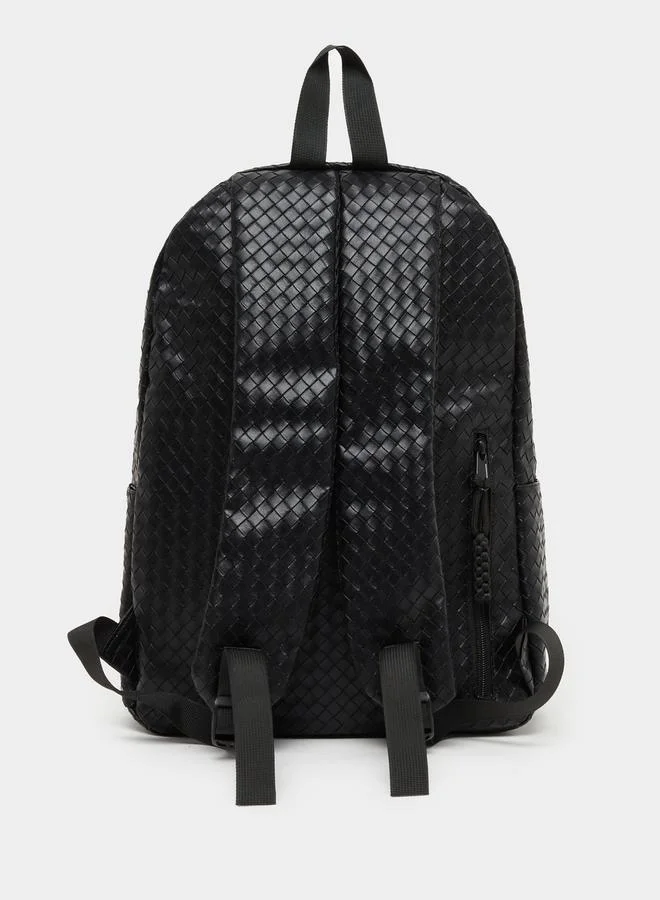 Styli Front Zip Pocket Textured Backpack