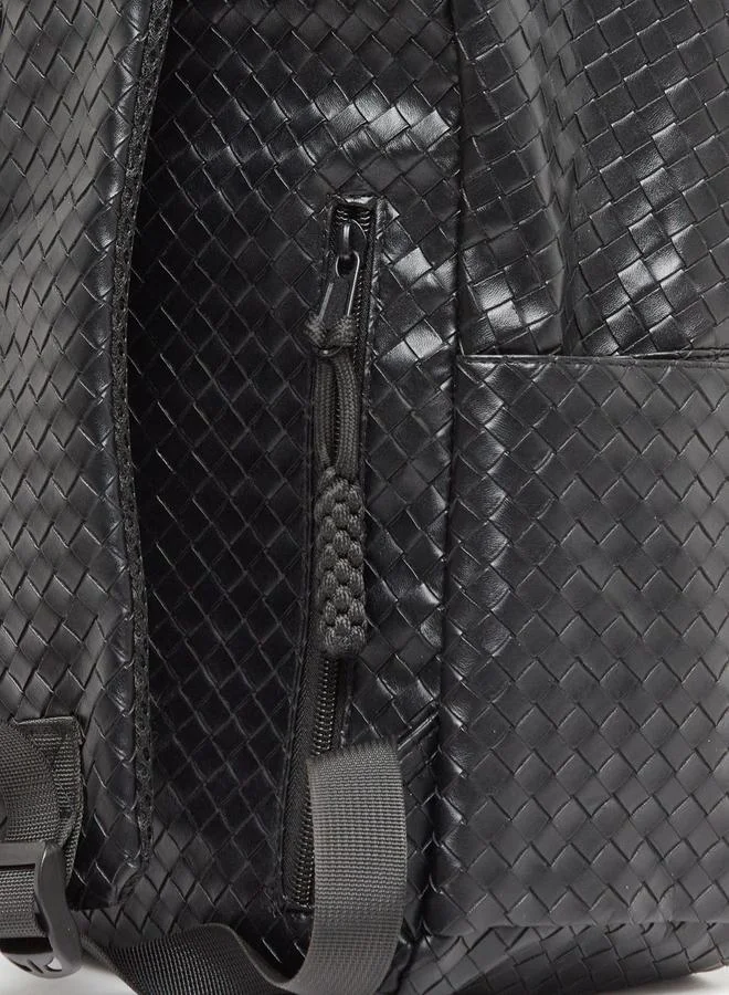 Styli Front Zip Pocket Textured Backpack