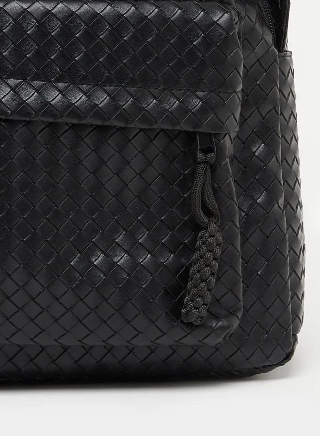 Styli Front Zip Pocket Textured Backpack