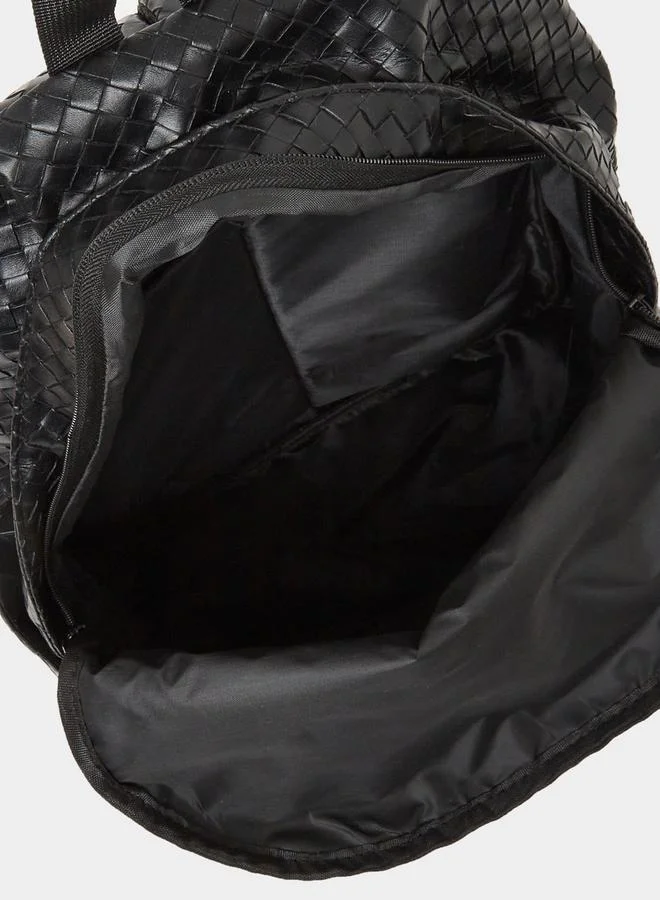 Styli Front Zip Pocket Textured Backpack