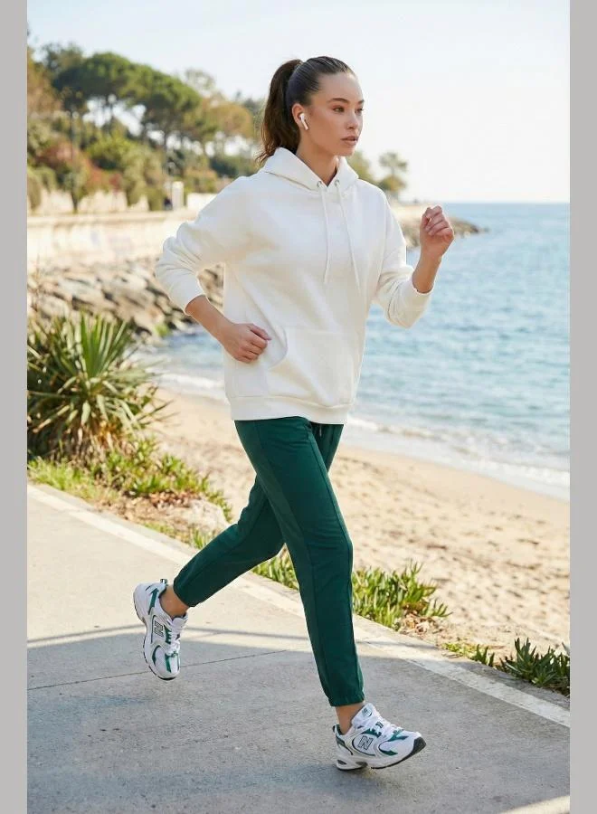 ليلا ليلى سويت شيرت شتوي نسائي بياقة بغطاء رأس قطني بقصة عادية