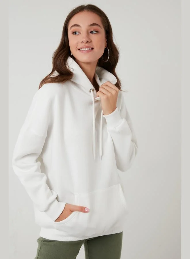 Lela Lela Regular Fit Cotton Hooded Collar Brushed Winter Sweatshirt Women's SWEAT 5863854