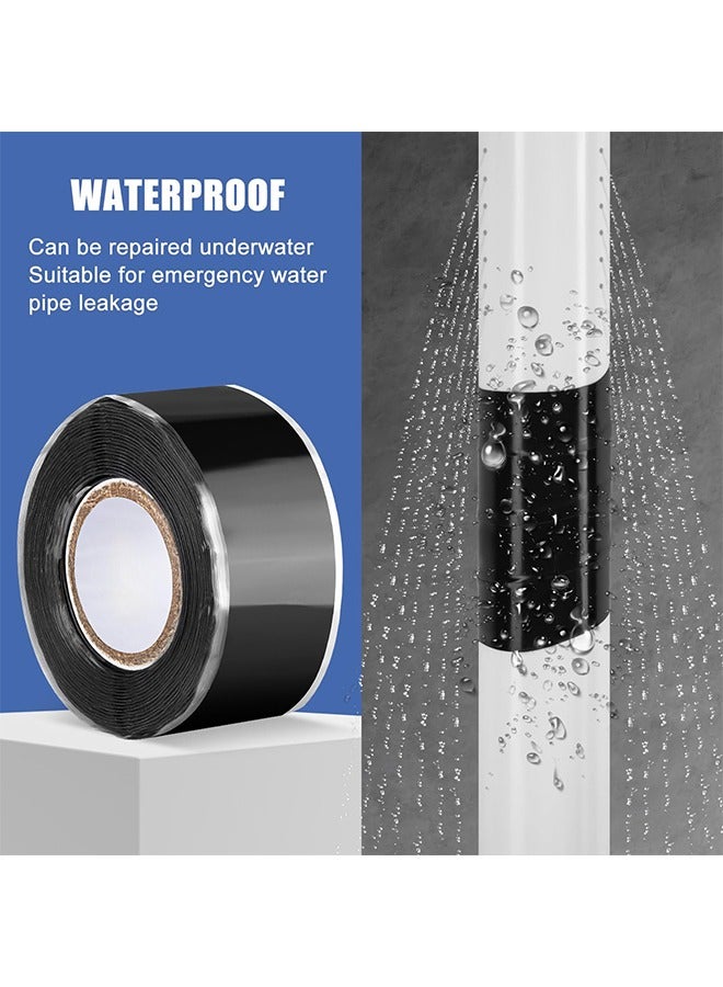 HS Seal Self Fusing Silicone Tape, 2 Rolls 25 mm Wide And 1.5 m Long Weatherproof Self Fusing Silicone Sealing Tape For Emergency Pipeline Repair/Cable Bandage/Tool Fixing (Black) - Image 3