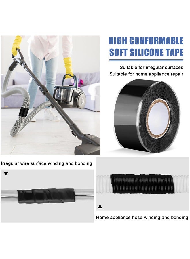 HS Seal Self Fusing Silicone Tape, 2 Rolls 25 mm Wide And 1.5 m Long Weatherproof Self Fusing Silicone Sealing Tape For Emergency Pipeline Repair/Cable Bandage/Tool Fixing (Black) - Image 5