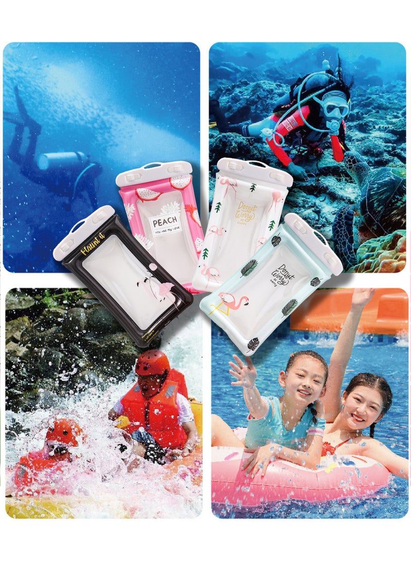 MissTiara 4-Piece Waterproof Case Cellphone Pouch with Cute Cartoon Flamingo Pattern - Image 3