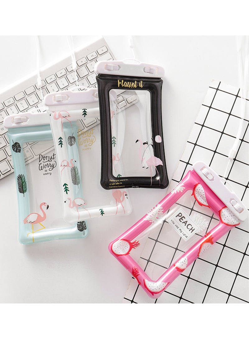 MissTiara 4-Piece Waterproof Case Cellphone Pouch with Cute Cartoon Flamingo Pattern - Image 2