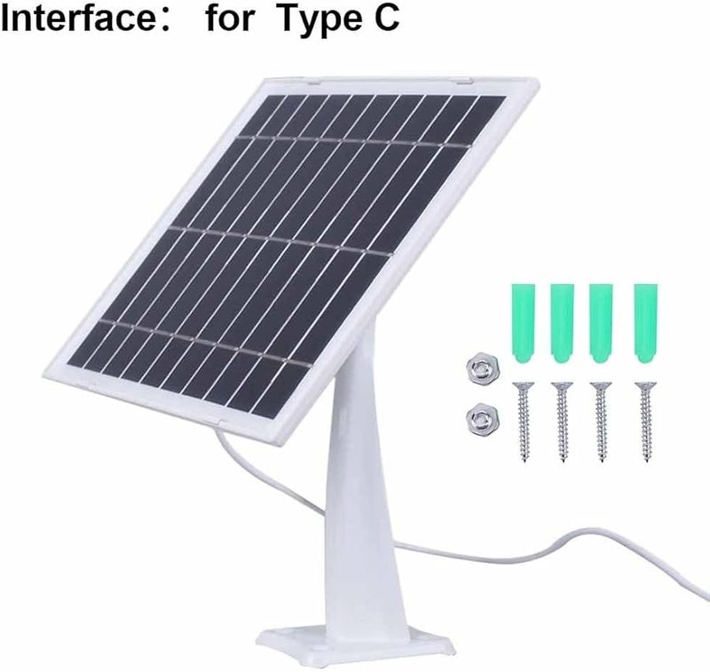 White 5V 8W Monocrystalline Solar Panel Type C 3M Cable For Outdoor Camera Charging - Image 5
