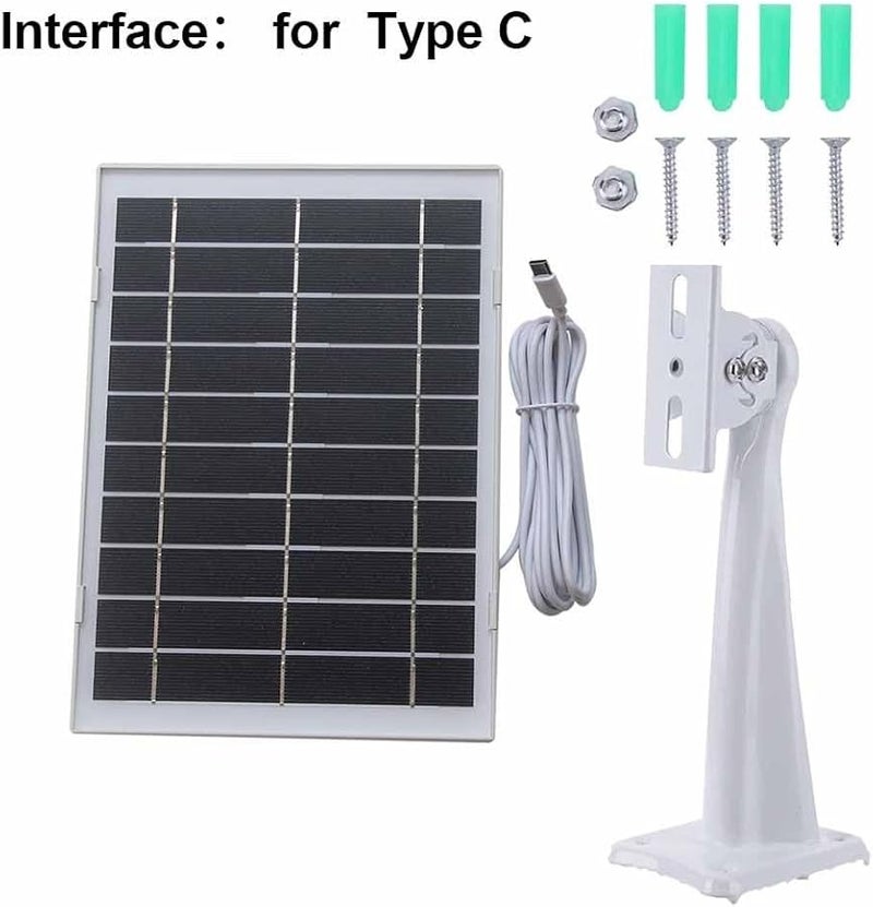 White 5V 8W Monocrystalline Solar Panel Type C 3M Cable For Outdoor Camera Charging - Image 3