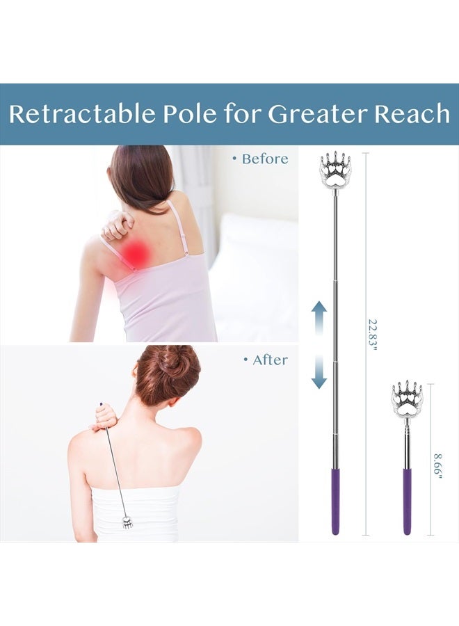 Plazuria (4-Pack) Portable Extendable Telescopic Bear Claws Metal Back Scratchers/Hand Massager/Backslap with Rubber Handles - Image 3