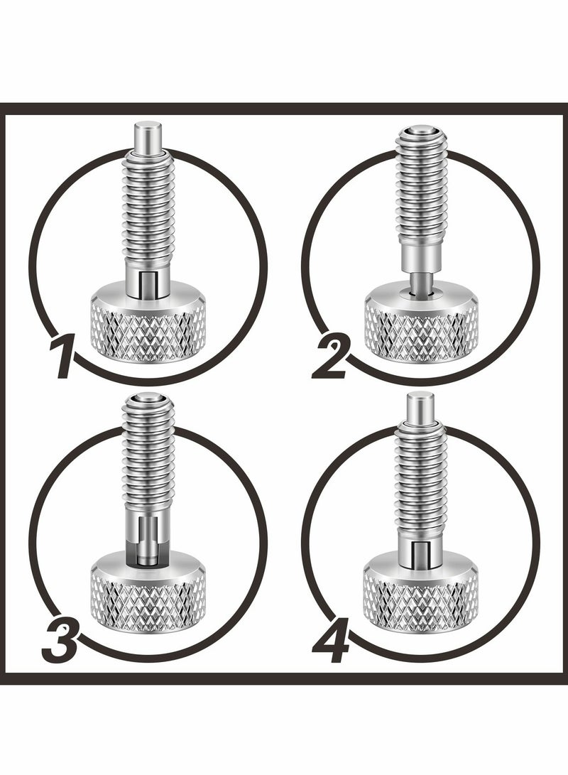 2 Packs Hand Retractable Spring Plunger with Knurled Handle Stainless Steel Lock out M6 Type Quick Release Pins for Rolling Toolbox 1/4''-20 Thread Size 0.500'' Length Without Patch Silver  - Image 2