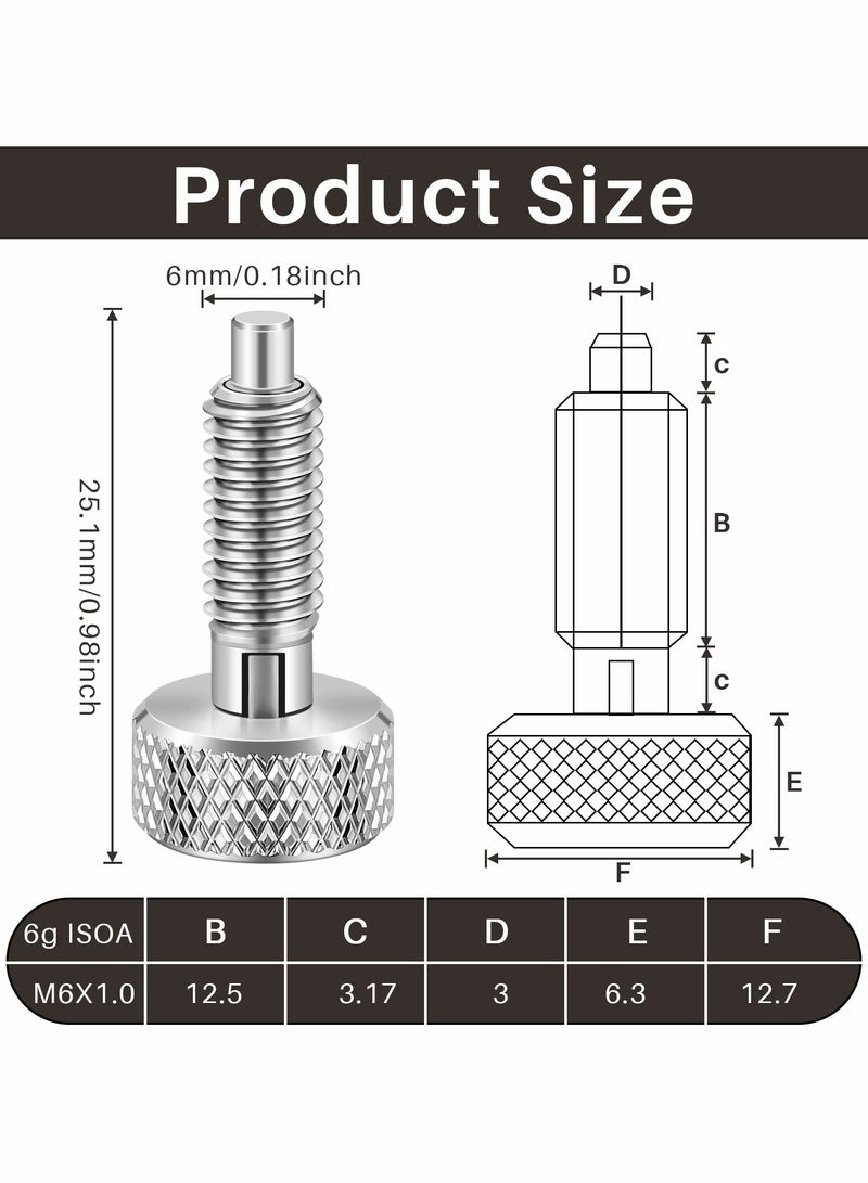 2 Packs Hand Retractable Spring Plunger with Knurled Handle Stainless Steel Lock out M6 Type Quick Release Pins for Rolling Toolbox 1/4''-20 Thread Size 0.500'' Length Without Patch Silver  - Image 5