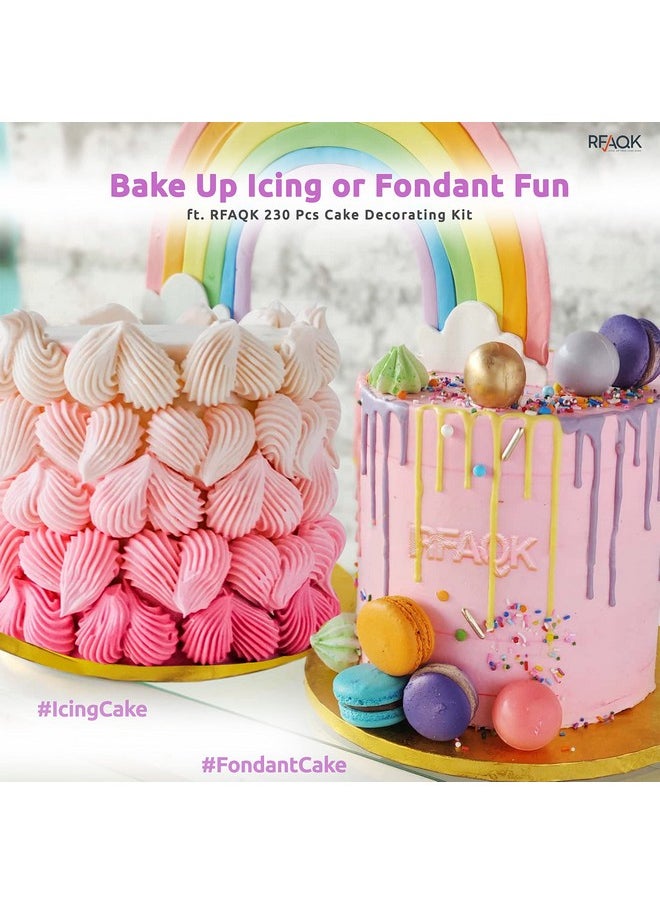 RFAQK RFAQK 230PCs Cake Decorating Supplies Kit, Cake Decorating Set with Cake Turntable, Piping Bags and Tips, Modeling Tools, Cookie Plunger Cutters, Icing Smoother & Other Accessories for Cake Decoration  - Image 3