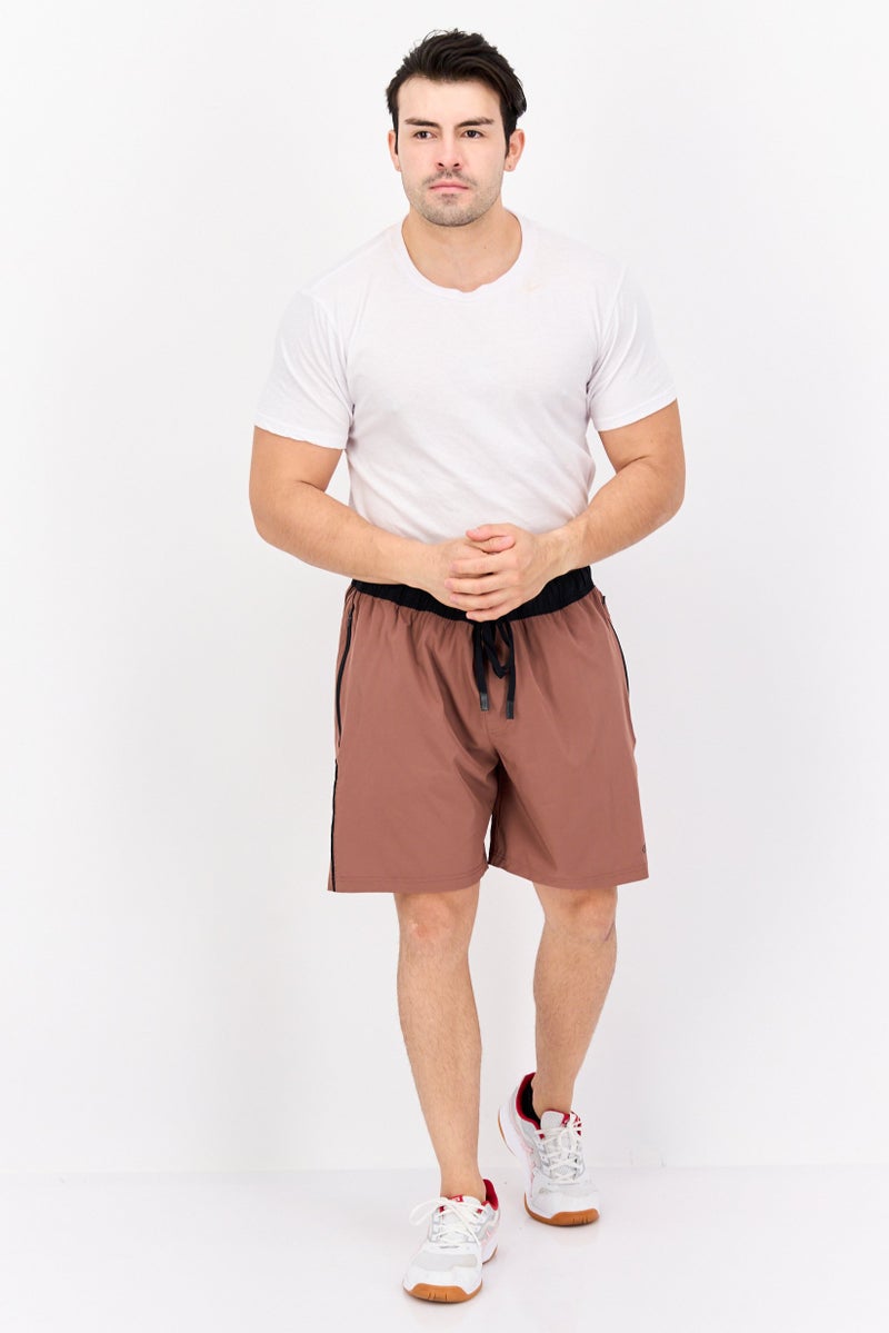Legend Men Sportswear Fit 7 Inseam Drawstring Training Shorts, Brown - Image 3