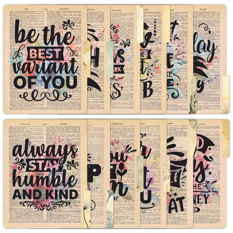 PARTH IMPEX 12 Pack Decorative File Folders, 1/3 Cut Tab with Assorted Positions, Letter Size Paper Holders (9.37â€ x 11.75â€) Matte Finish Laminated for Office School Work - Motivational Quotes Design - Image 1
