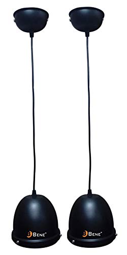 BENE Dublin Hanging Ceiling Lights for Home, Hanging Ceiling Pendant Light for Living Room with in-Built LED, MS Home Decor Items (Black, Pack of 2) - Image 1