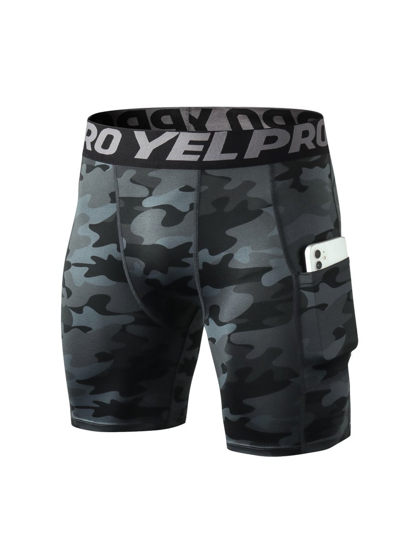 Loquat Men Quick Dry Breathable Elastic Shorts Black  - Image 1