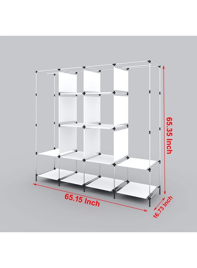 GTC Non Woven Fabric Collapsible Wardrobe 12 Shelves Storage Unit Almari Closet Clothes Storage Rack Quick And Easy To Assemble (88170) (165.50X42.50X166, Grey) - Image 4