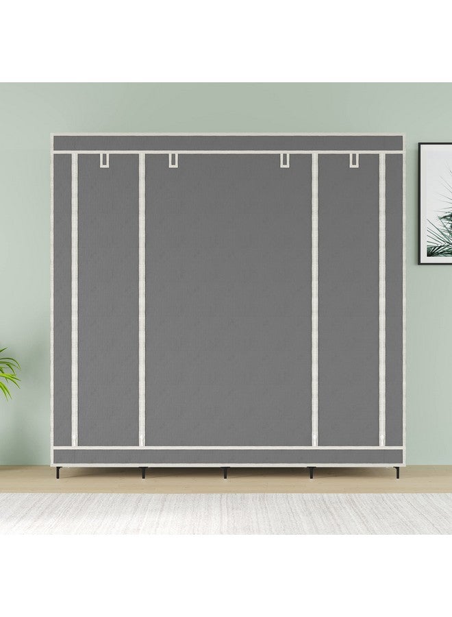 GTC Non Woven Fabric Collapsible Wardrobe 12 Shelves Storage Unit Almari Closet Clothes Storage Rack Quick And Easy To Assemble (88170) (165.50X42.50X166, Grey) - Image 3