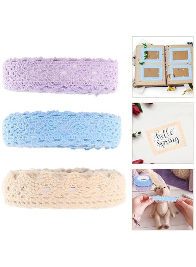 Generic 3 Rolls of Color Hollow Lace Tape Lace Trim Ribbon Adhesive Tape Self-Adhesive Lace Tape Cloth Lace Tapes for Scrapbooking, Card Making  - Image 3