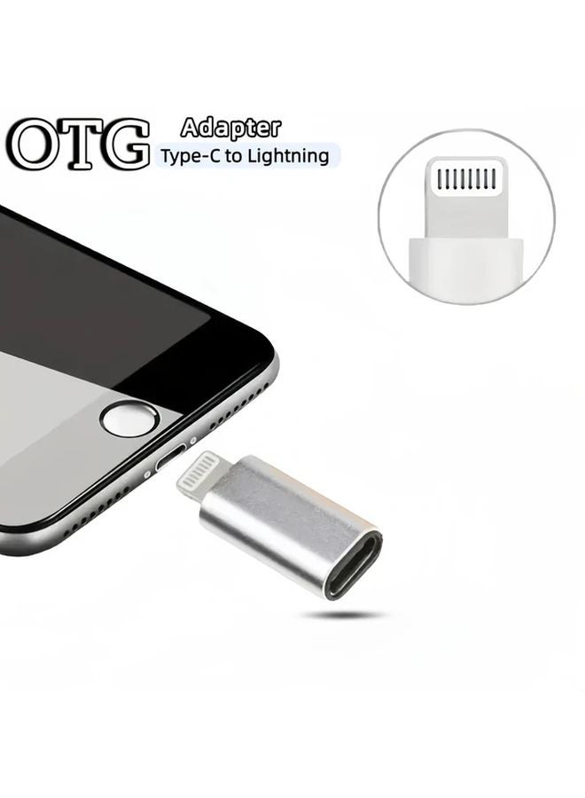 Silvery Type C To Lightning Adapter Converter For iPhone 14 13 12 XR XS Max SE And iPad Charging Data - Image 2