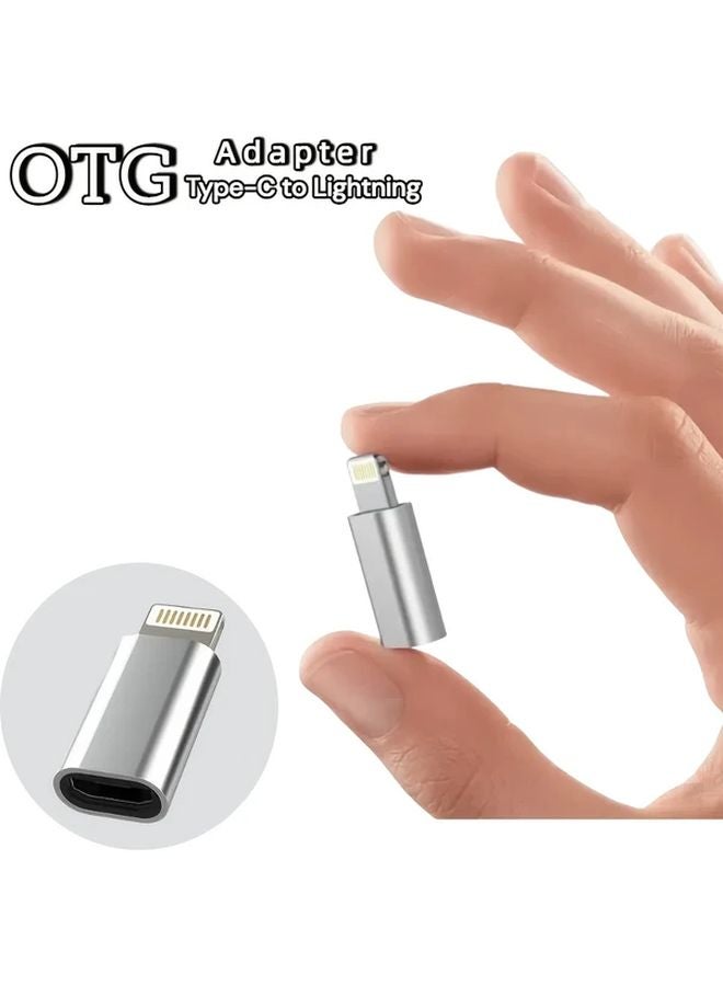 Silvery Type C To Lightning Adapter Converter For iPhone 14 13 12 XR XS Max SE And iPad Charging Data - Image 3