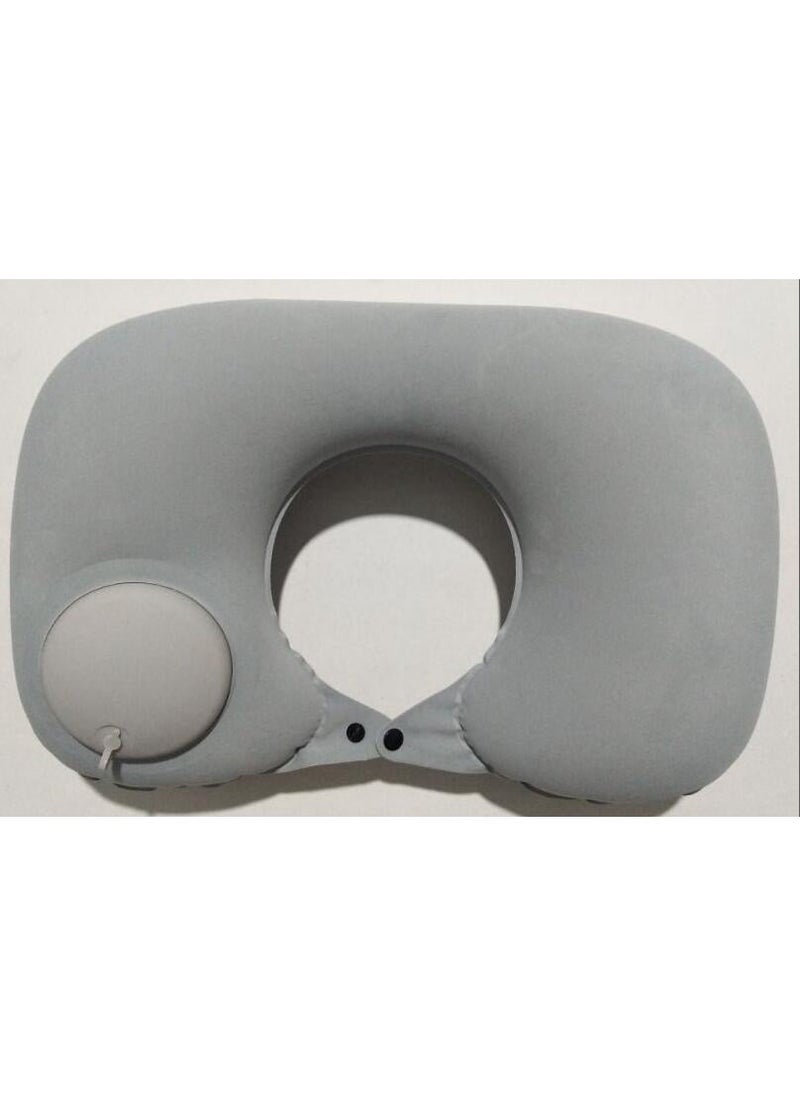 Generic Press inflatable U-shaped pillow neck pillow travel artifact neck folding portable flocking blowing travel pillow U-shaped pillow  - Image 2