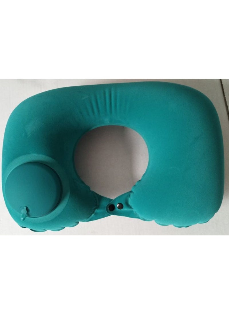 Generic Press inflatable U-shaped pillow neck pillow travel artifact neck folding portable flocking blowing travel pillow U-shaped pillow  - Image 3