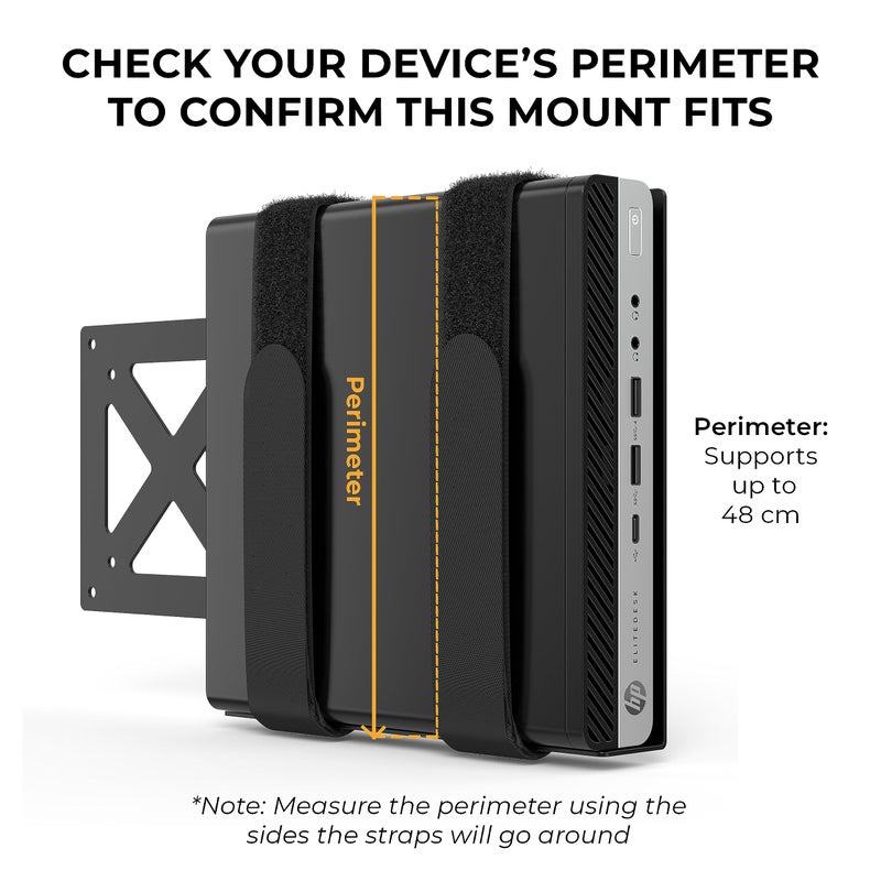 HumanCentric حامل VESA عالمي للأجهزة الصغيرة من HumanCentric، حزام قابل للتعديل للأجهزة الإلكترونية الصغيرة، يركب على ظهر شاشة الكمبيوتر باستخدام ذراع VESA - Image 3