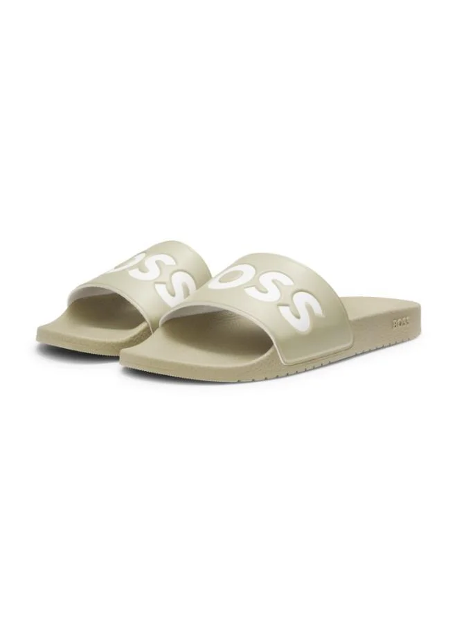بوس Italian-made slides with large logo detail