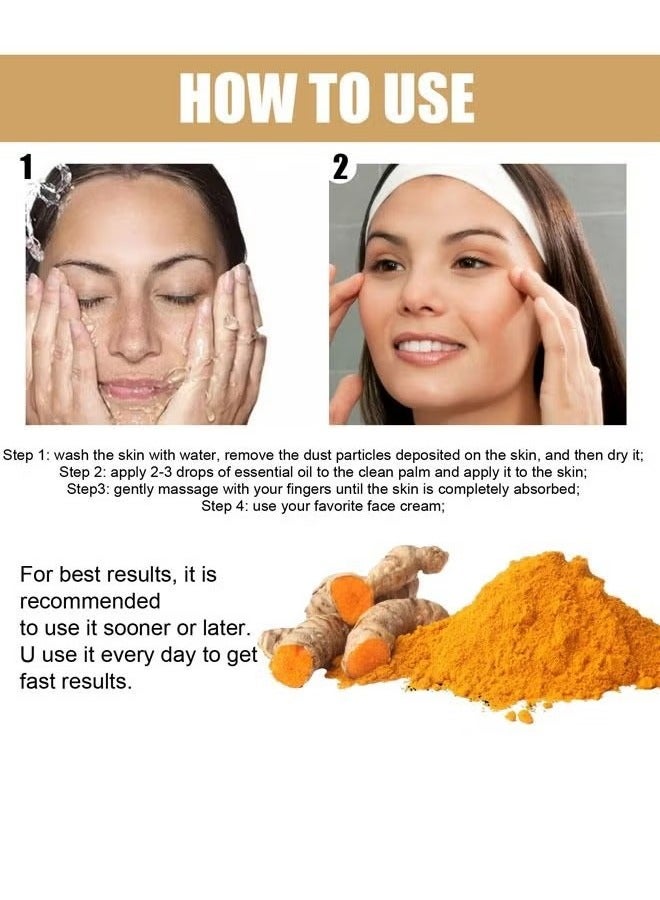 EELHOE Turmeric Moisturizing Serum Turmeric Dark Spot Corrector Essential Oil Face Serum Bright Skin Face Whitening Serum - Image 3