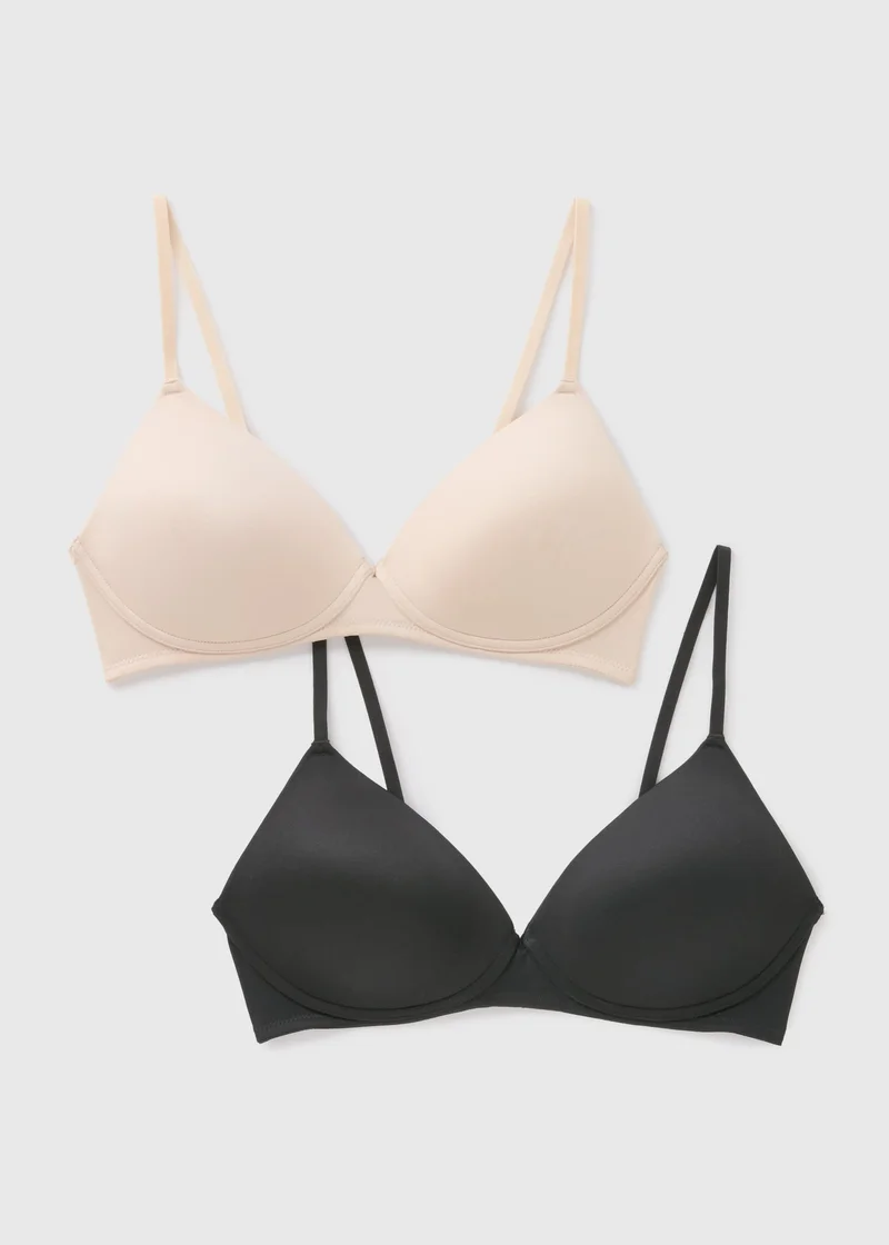 Matalan 2 Pack Black & Nude Non Wired First Bras