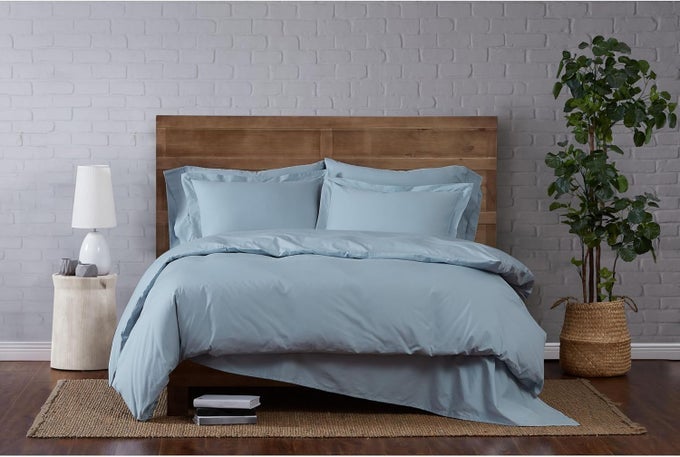 SOLID PERCALE LIGHT BLUE 3 PIECE KING DUVET SET