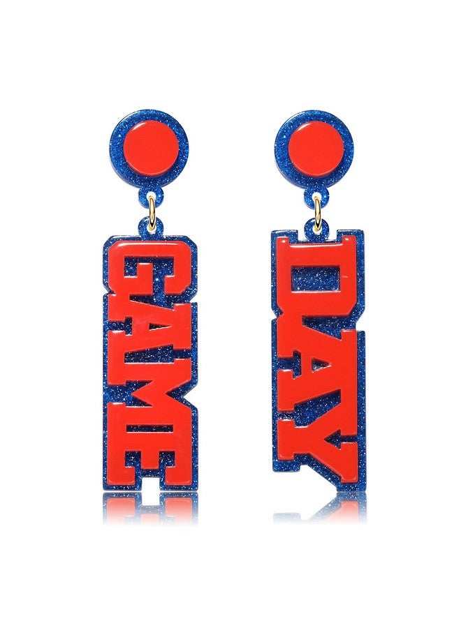 سيالكسهيني أقراط يوم المباراة للنساء، أقراط كرة قدم أكريليك إكسسوارات يوم المباراة أقراط مشجعي الفرق الرياضية هدايا فريق كرة القدم (برتقالي وأزرق) - Image 5