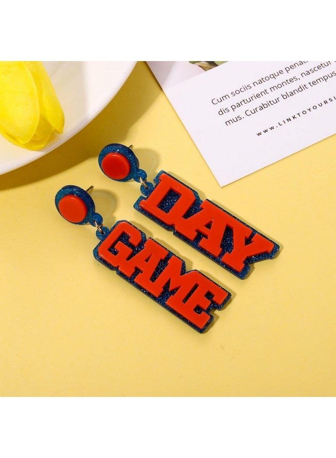 سيالكسهيني أقراط يوم المباراة للنساء، أقراط كرة قدم أكريليك إكسسوارات يوم المباراة أقراط مشجعي الفرق الرياضية هدايا فريق كرة القدم (برتقالي وأزرق) - Image 4