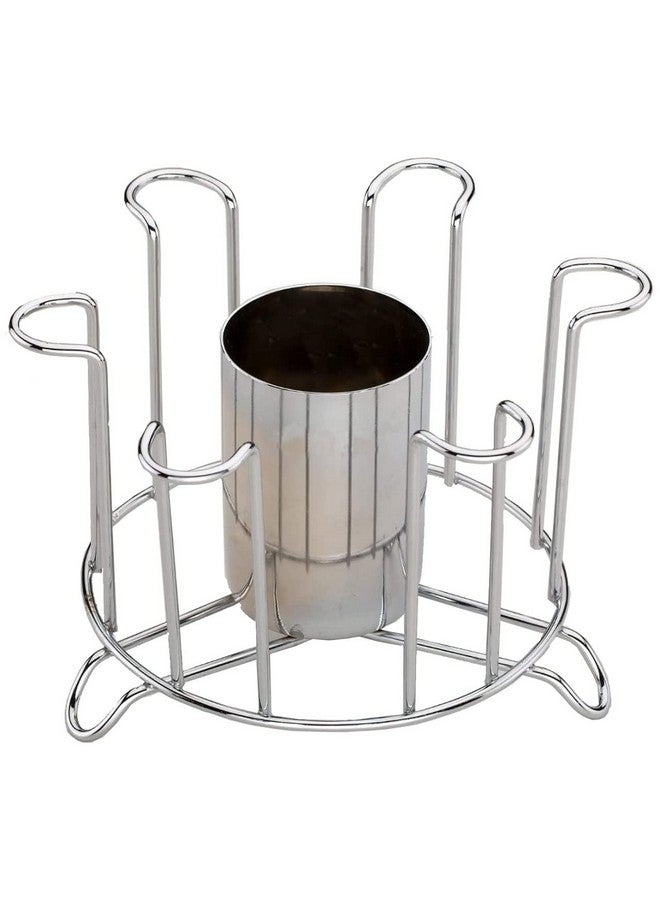 iSTAR Stainless Steel Glass And Spoon Tabletop Organizer/Glass Stand/Glass Holder For Kitchen Dining Table, Tiered Shelf, Medium - Image 3