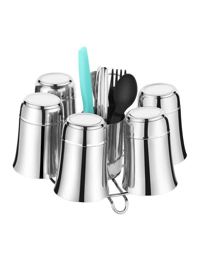 iSTAR Stainless Steel Glass And Spoon Tabletop Organizer/Glass Stand/Glass Holder For Kitchen Dining Table, Tiered Shelf, Medium - Image 4