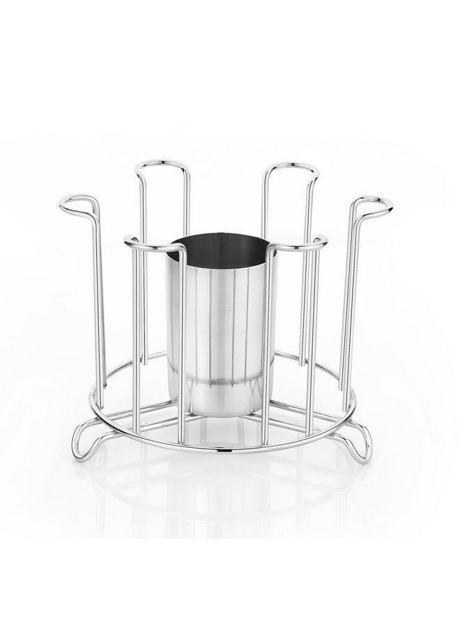 iSTAR Stainless Steel Glass And Spoon Tabletop Organizer/Glass Stand/Glass Holder For Kitchen Dining Table, Tiered Shelf, Medium - Image 1