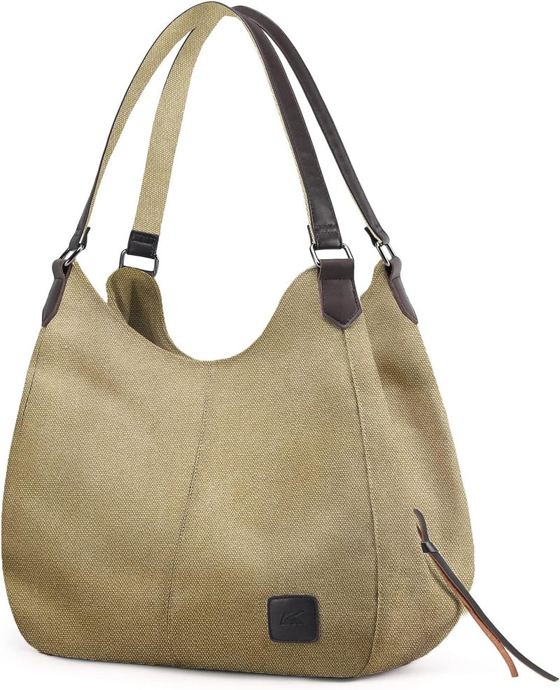 DOURR Store Women's Multi-pocket Shoulder Bag Fashion Cotton Canvas Handbag Tote Purse - Image 1