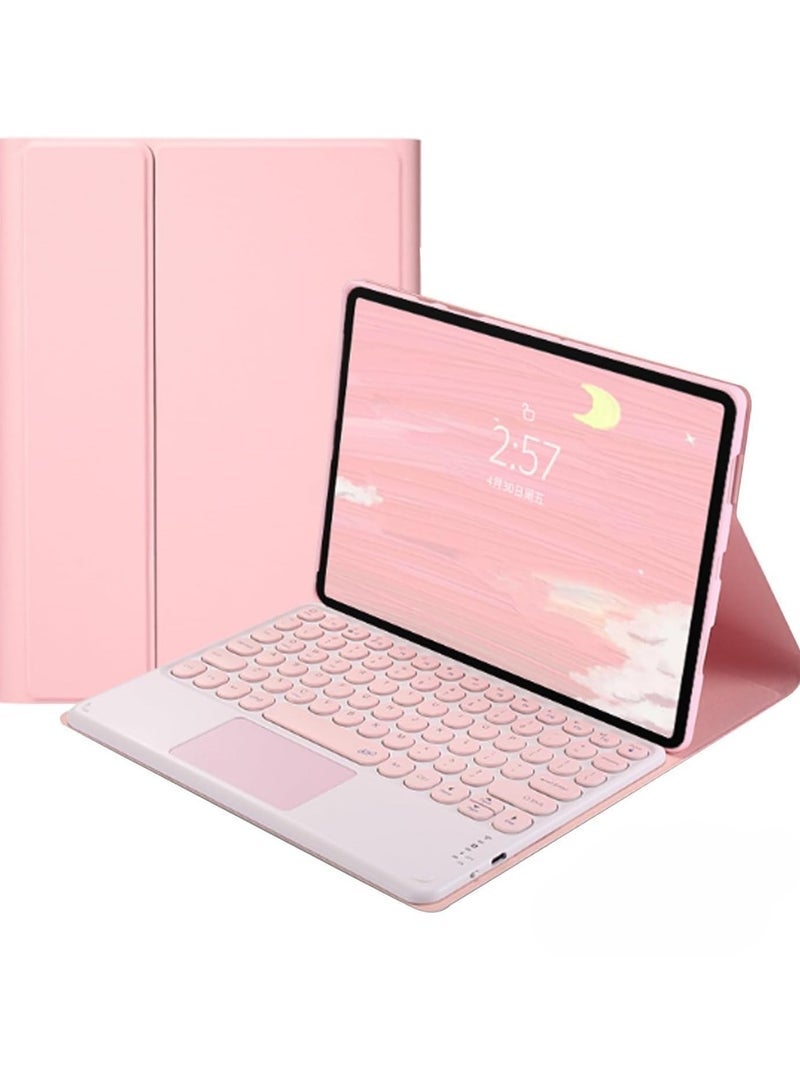 general Arabic and English Keyboard Case Compatible with Lenovo Tab M11 11.0 Inch, Invisible Pen Slot,Keyboard Case Cover with Cute Round Key Detachable TouchPad Keyboard & Mouse - Image 1
