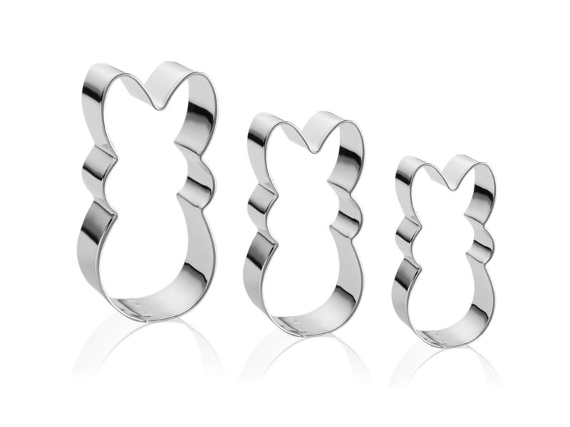 Easter Bunny Cookie Cutter Set 3 Pieces  Stainless Steel Assorted Sizes