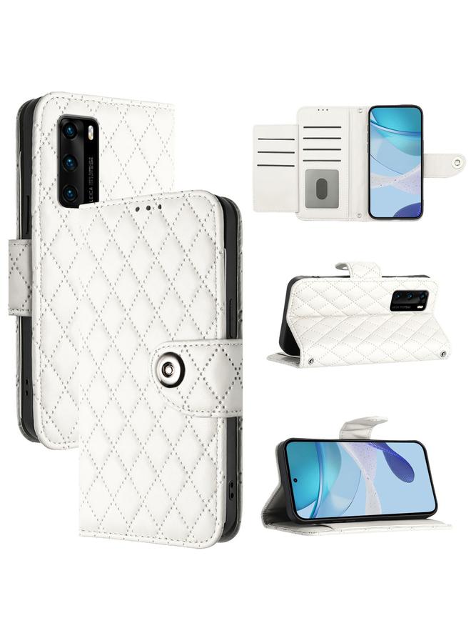 Zaboon Case For Huawei P40 Rhombic Texture Flip Leather Phone Case with Lanyard - Image 1