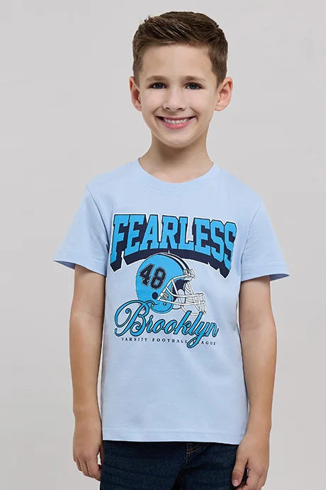 R&B Printed T-Shirt with Crew Neck and Short Sleeves