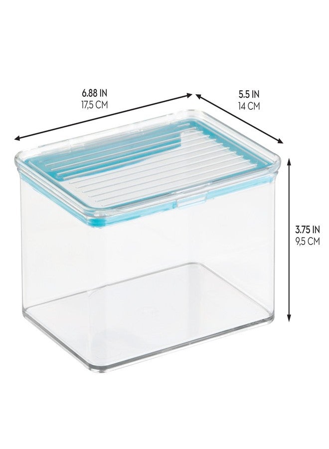 إنترديزاين صندوق تخزين طعام بلاستيكي من iDesign خالٍ من مادة BPA، مزود بغطاء مفصلي محكم الإغلاق، سعة 1.5 كوارت، مناسب للمطبخ والثلاجة والفريزر والخزانة، أبعاده 5.5 بوصة × 6.6 بوصة × 3.7 بوصة - شفاف - Image 2
