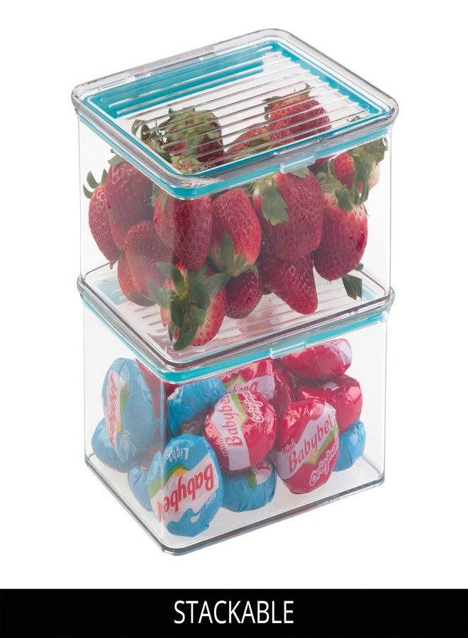 إنترديزاين صندوق تخزين طعام بلاستيكي من iDesign خالٍ من مادة BPA، مزود بغطاء مفصلي محكم الإغلاق، سعة 1.5 كوارت، مناسب للمطبخ والثلاجة والفريزر والخزانة، أبعاده 5.5 بوصة × 6.6 بوصة × 3.7 بوصة - شفاف - Image 4