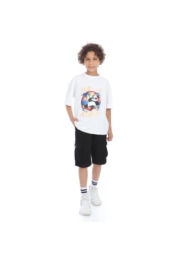 Andora Double Closure Gabardine Boys Cargo Shorts _ Black - Image 5