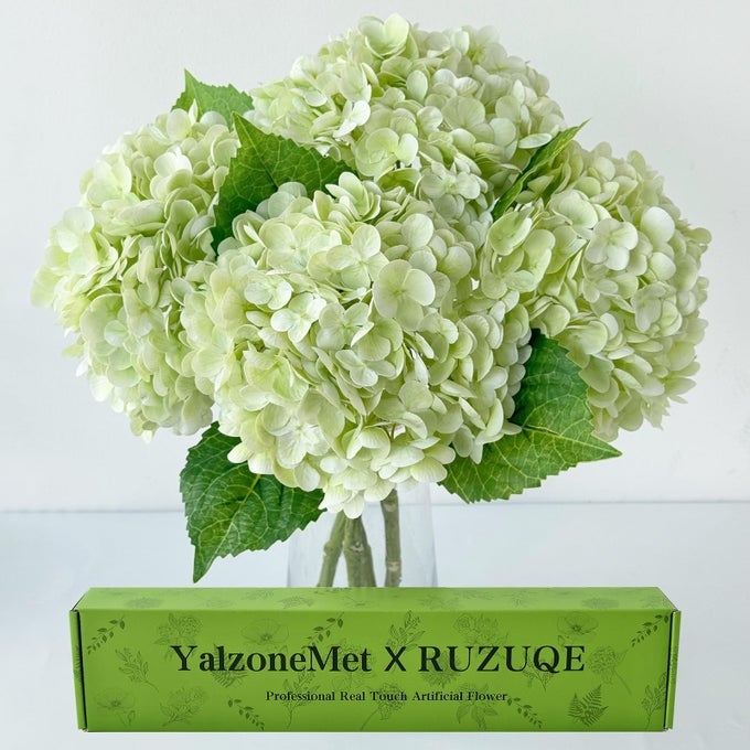 4PCS LIGHT GREEN HYDRANGEAS ARTIFICIAL FLOWER NATURAL LIFELIKE 21 LONG STEM REAL TOUCH HYDRANGEA LATEX FLOWER BOUQUETS FOR HOME LIVING ROOM PARTY WEDDING TABLE CENTERPIECE DECOR