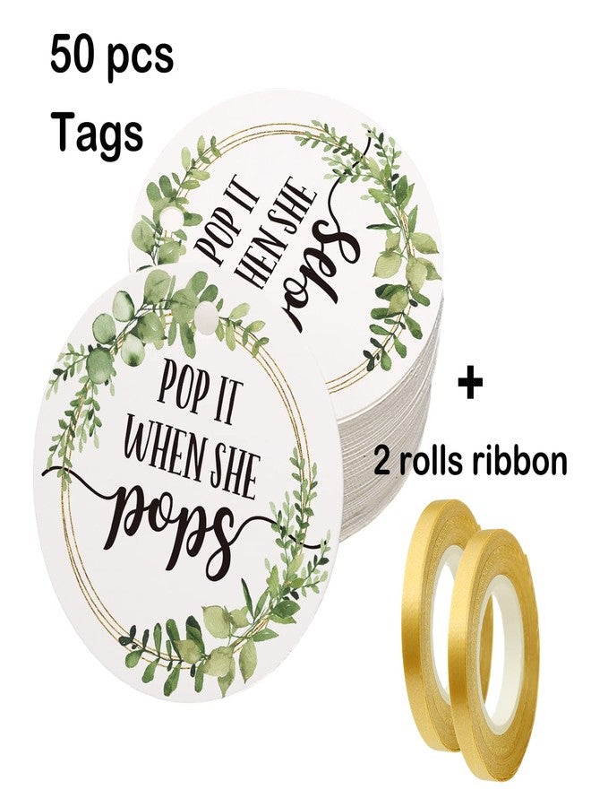 EKSPLODI Pop It When She Pops Bottle Tags, Champagne Baby Shower Favor Tags, Set of 50 with Golden Ribbon - Image 4