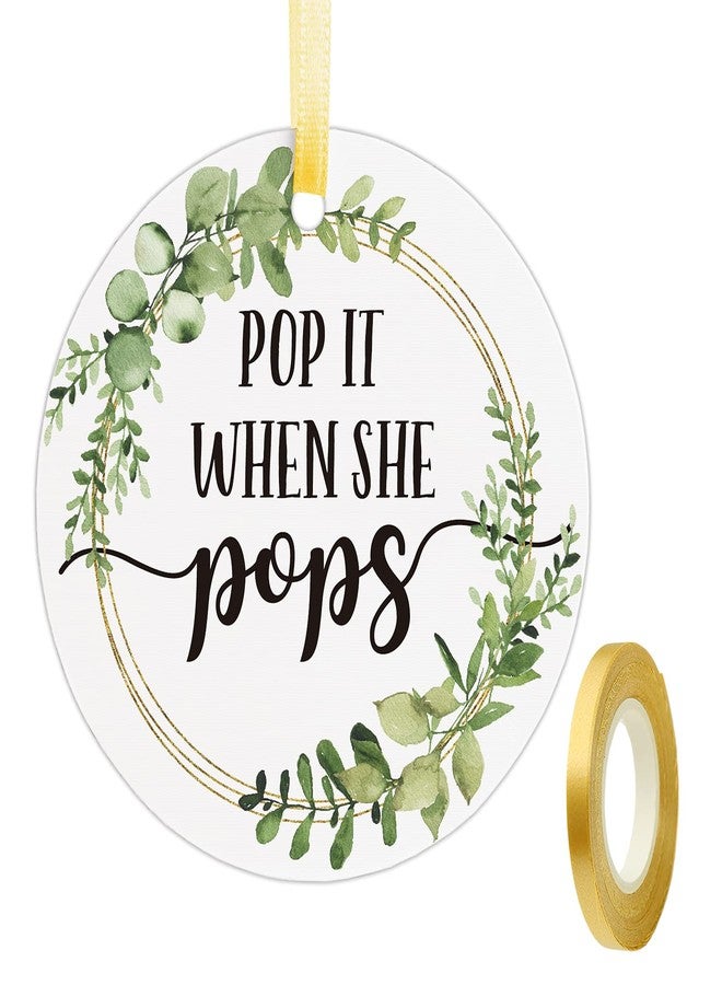 EKSPLODI Pop It When She Pops Bottle Tags, Champagne Baby Shower Favor Tags, Set of 50 with Golden Ribbon - Image 1